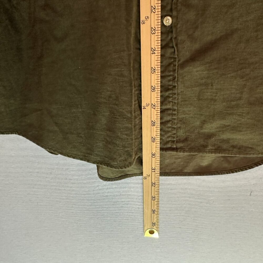 LANDS' END MEN'S LONG SLEEVE BUTTON-DOWN SHIRT OLIVE CORDUROY MATERIAL 17-17.5 - Picture 5 of 8